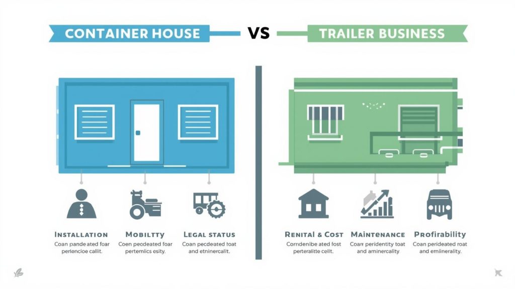 賃貸運用におけるコンテナとトレーラーハウスの比較アイコン